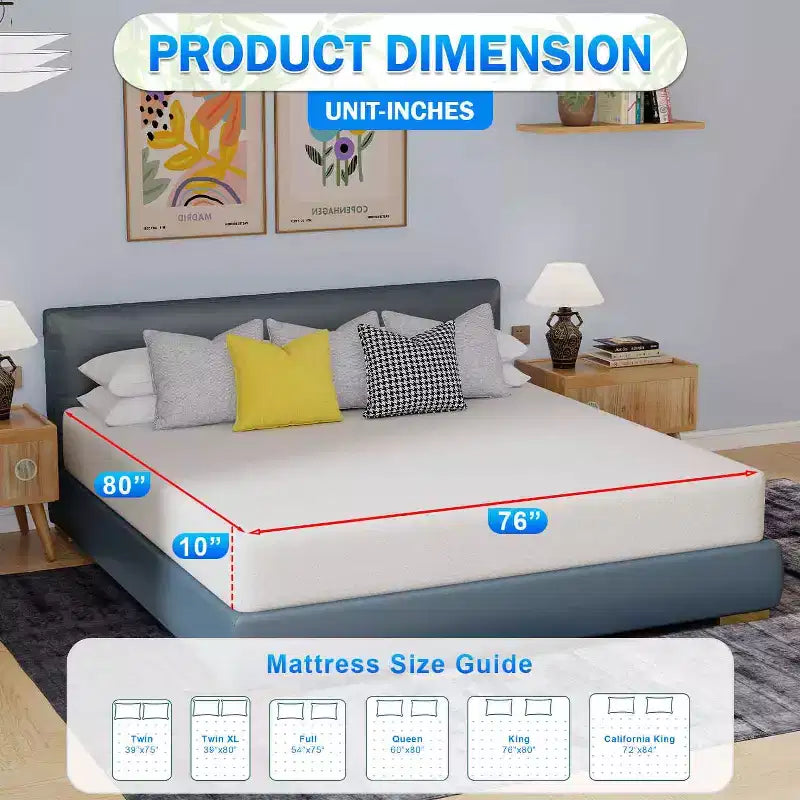 Materasso 6 Pollici in Memory Foam con Carboni Attivi di Bambù, Materasso di Media Durezza Certificato CertiPUR-US