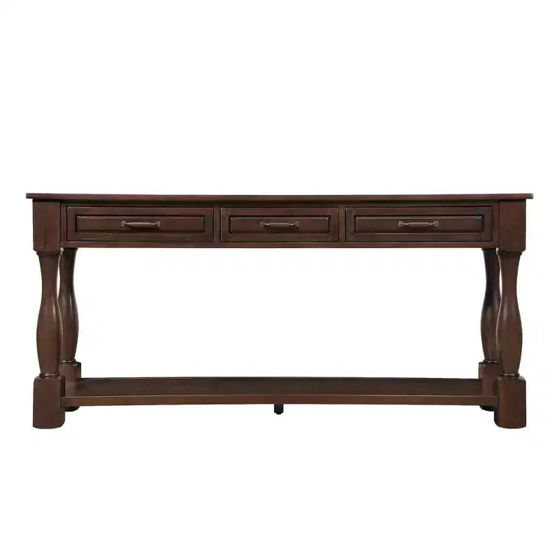 Okak 61IN Tavolo Consolle Vintage in Pino Lungo, Tavolo da Ingresso con 3 Cassetti e 1 Ripiano Inferiore, Tavolo d'Appoggio per Ingresso, Soggiorno