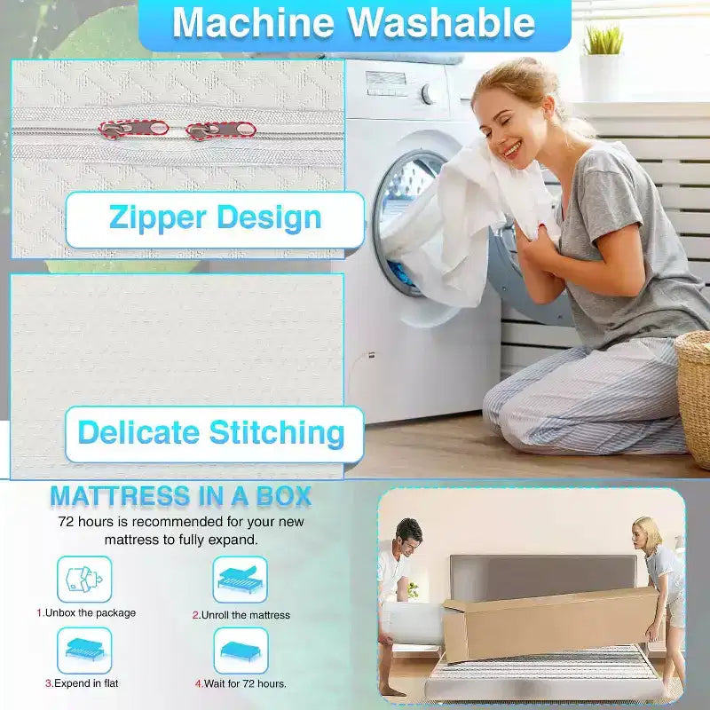 Materasso 12 pollici in Memory Foam con carbone di bambù, durezza media, certificato CertiPUR-US