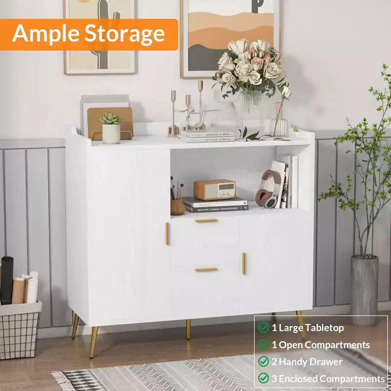 Mobile microonde da cucina da 100 cm, credenza stile rustico con contenitori e cassetti