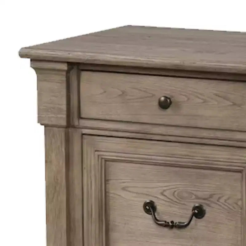 Comodino, 2 Cassetti, Legno Massello Grigio Anticato, 71 cm