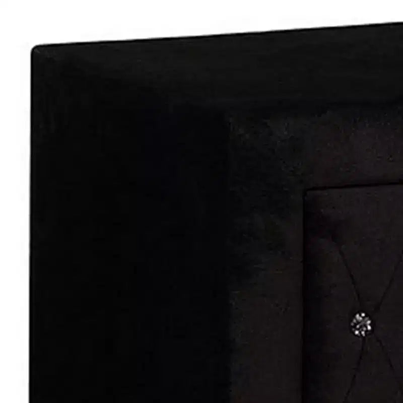 Comodino, 2 cassetti con pomelli in cristallo, rivestimento in velluto nero