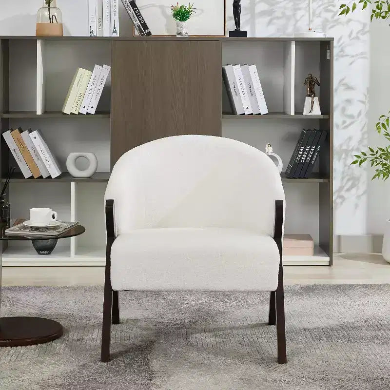 Poltrona Girevole Accent Mid-Century Modern, Sedia da Lettura Imbottita Comoda con Struttura in Legno, Facile da Montare per Soggiorno