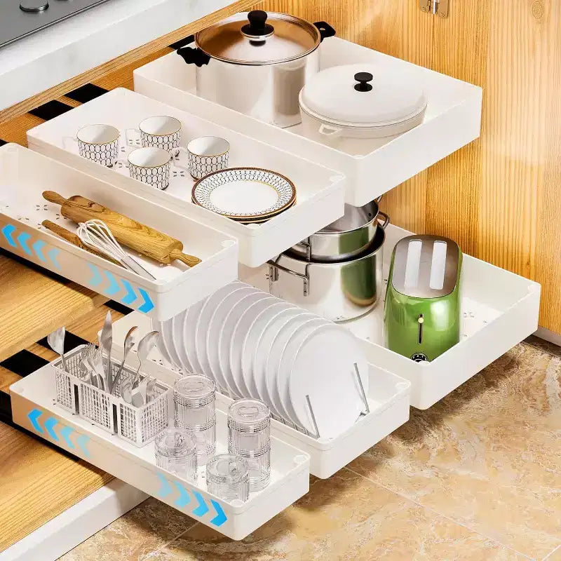 COZONY Organizer Estraibile per Mobile con Montaggio Adesivo, Cassetto Scorrevole per Spezie Mobiletto da Cucina, Nessuna Perforazione Richiesta
