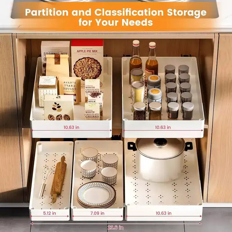 COZONY Organizer Estraibile per Mobile con Montaggio Adesivo, Cassetto Scorrevole per Spezie Mobiletto da Cucina, Nessuna Perforazione Richiesta