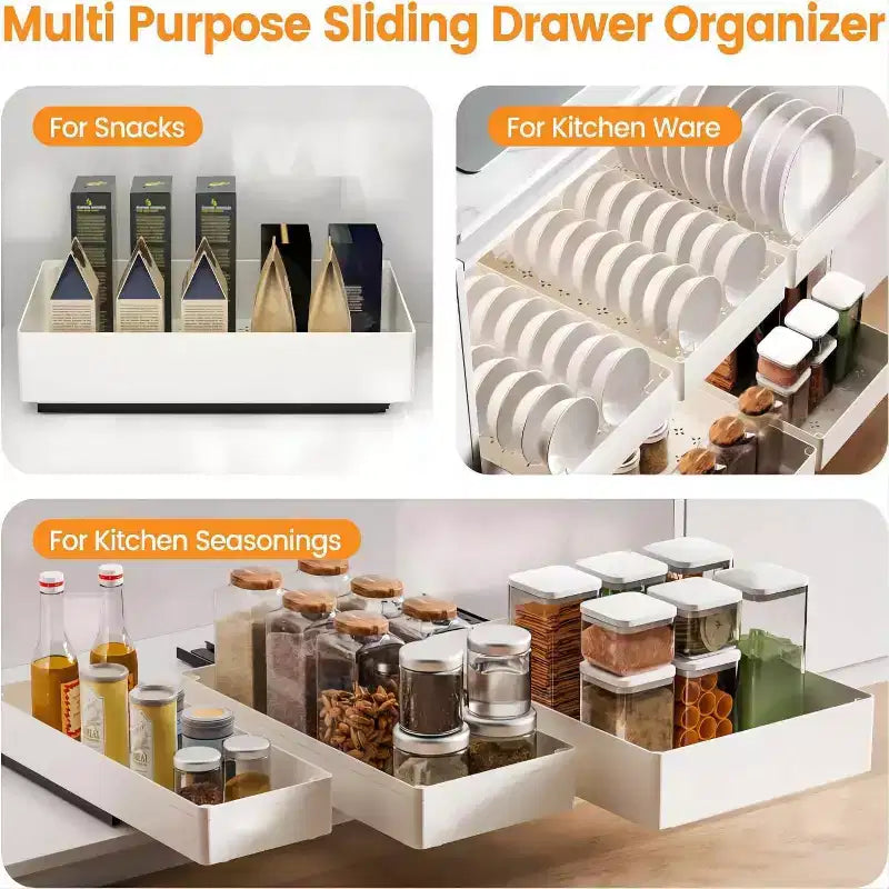 COZONY Organizer Estraibile per Mobile con Montaggio Adesivo, Cassetto Scorrevole per Spezie Mobiletto da Cucina, Nessuna Perforazione Richiesta