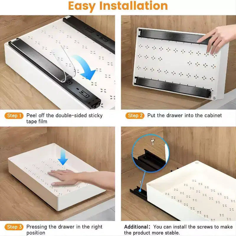 COZONY Organizer Estraibile per Mobile con Montaggio Adesivo, Cassetto Scorrevole per Spezie Mobiletto da Cucina, Nessuna Perforazione Richiesta
