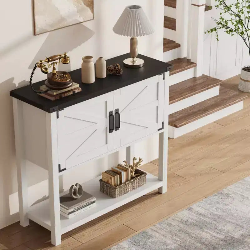 Madia da Cucina, Credenza da Bar in Stile Rustico con 2 Ante e Ripiano, Tavolo Consolle in Legno per Ingresso, Soggiorno, Corridoio