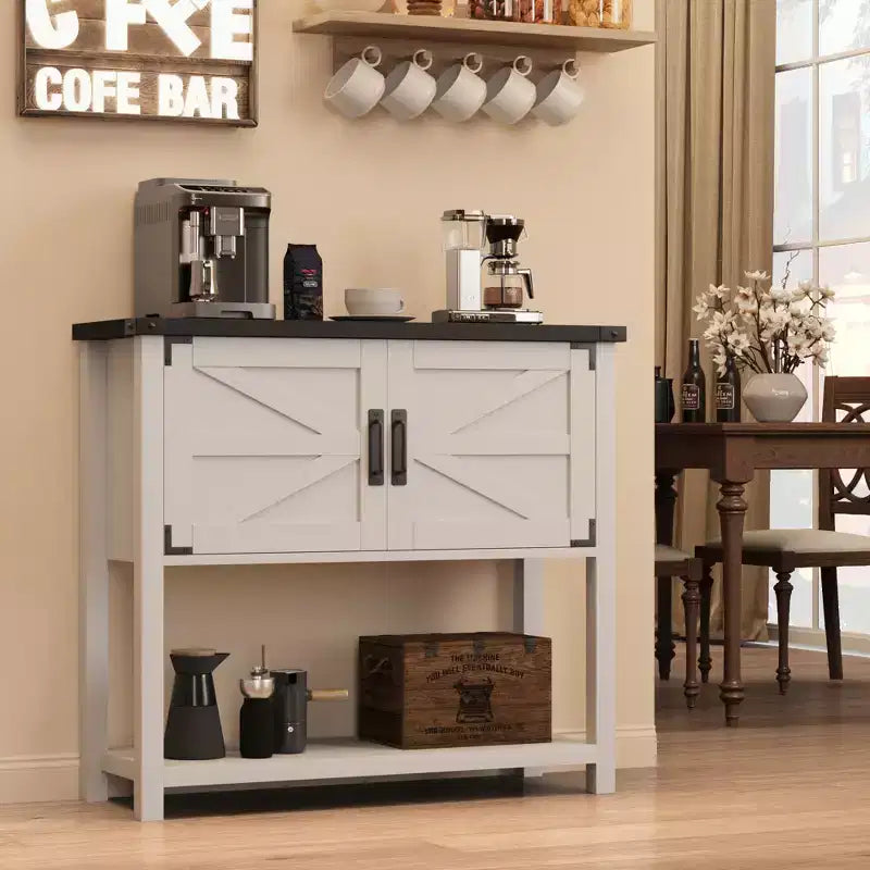 Madia da Cucina, Credenza da Bar in Stile Rustico con 2 Ante e Ripiano, Tavolo Consolle in Legno per Ingresso, Soggiorno, Corridoio