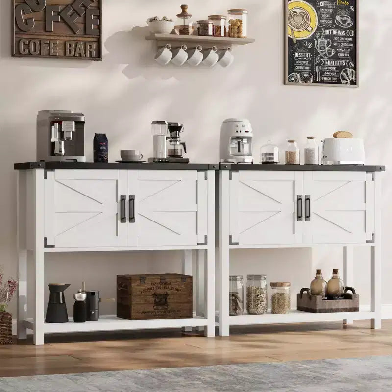 Madia da Cucina, Credenza da Bar in Stile Rustico con 2 Ante e Ripiano, Tavolo Consolle in Legno per Ingresso, Soggiorno, Corridoio