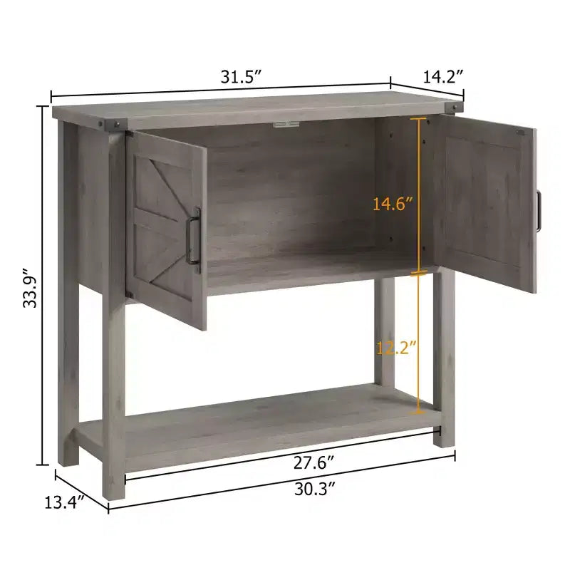 Madia da Cucina, Credenza da Bar in Stile Rustico con 2 Ante e Ripiano, Tavolo Consolle in Legno per Ingresso, Soggiorno, Corridoio