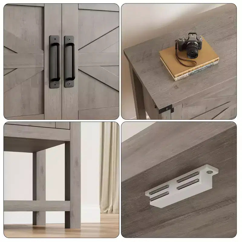 Madia da Cucina, Credenza da Bar in Stile Rustico con 2 Ante e Ripiano, Tavolo Consolle in Legno per Ingresso, Soggiorno, Corridoio
