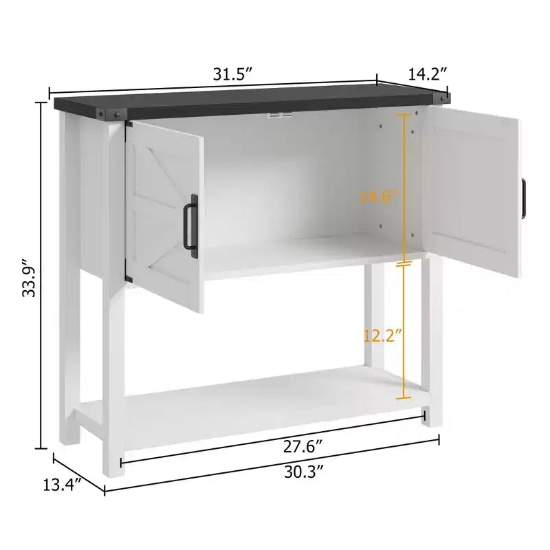 Madia da Cucina, Credenza da Bar in Stile Rustico con 2 Ante e Ripiano, Tavolo Consolle in Legno per Ingresso, Soggiorno, Corridoio
