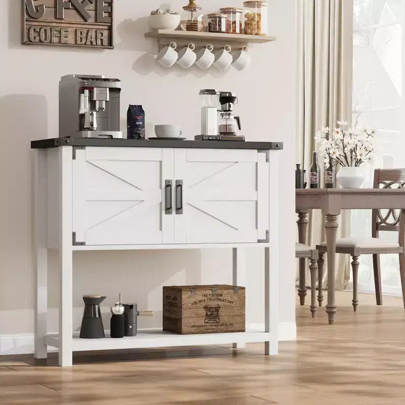 Madia da Cucina, Credenza da Bar in Stile Rustico con 2 Ante e Ripiano, Tavolo Consolle in Legno per Ingresso, Soggiorno, Corridoio